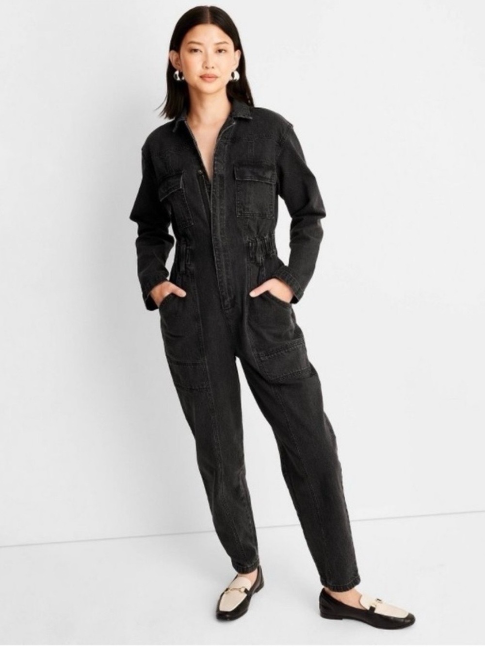 NWOT Universal Thread Black Denim Utility Jumpsuit